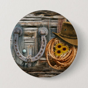 Western Horseshoe Cowboy Hat Lasso Button