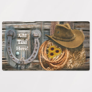 Western Horseshoe Cowboy Hat Lasso Etiketten