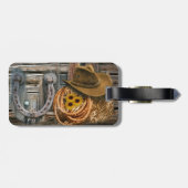 Western Horseshoe Cowboy Hat Lasso Gepäckanhänger (Rückseite horizontal)