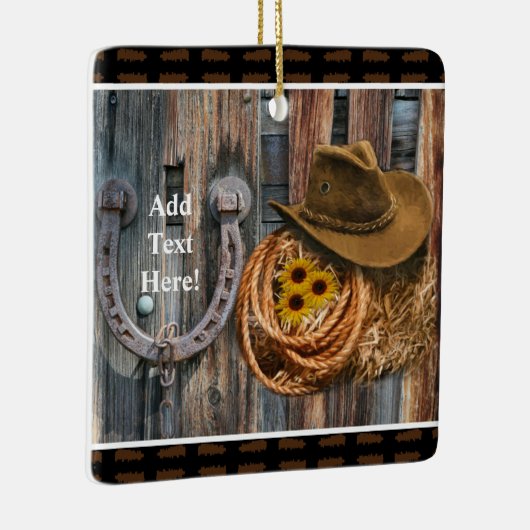 Western Horseshoe Cowboy Hat Lasso Keramikornament (Rechts)