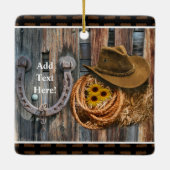 Western Horseshoe Cowboy Hat Lasso Keramikornament (Rückseite)