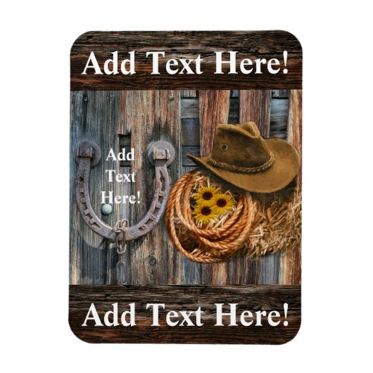 Western Horseshoe Cowboy Hat Lasso Magnet (Vertikal)