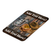 Western Horseshoe Cowboy Hat Lasso Magnet (Linke Seite)