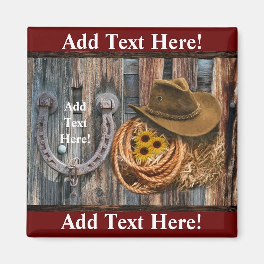 Western Horseshoe Cowboy Hat Lasso Magnet (Vorne)