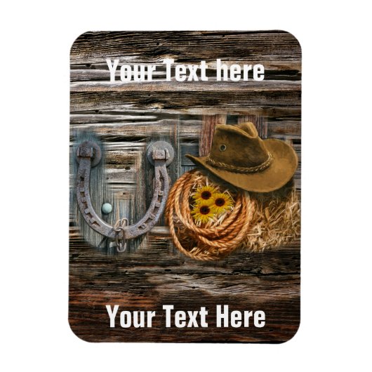 Western Horseshoe Cowboy Hat Lasso Magnet (Vertikal)