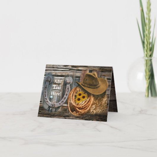 Western Horseshoe Cowboy Hat Lasso Note Card (Vorderseite)