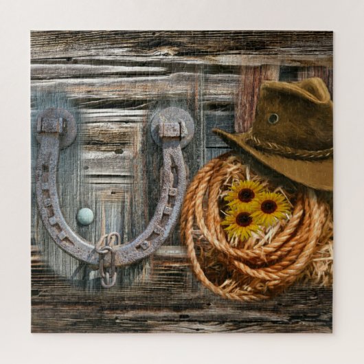Western Horseshoe Cowboy Hat Lasso Puzzle (Vertikal)
