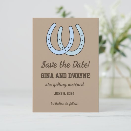 Western-Horseshoe-Hochzeit Speichern Sie die Datum Save The Date (Stehend Vorderseite)