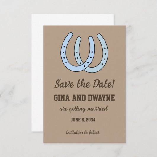 Western-Horseshoe-Hochzeit Speichern Sie die Datum Save The Date (Vorne/Hinten)