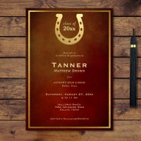 Western Horseshoe Leather Gold Graduation Party