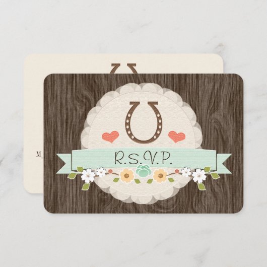 Western Horseshoe Mint Baby Shower RSVP Card (Vorne/Hinten)