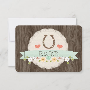 Western Horseshoe Mint Baby Shower RSVP Card Karte