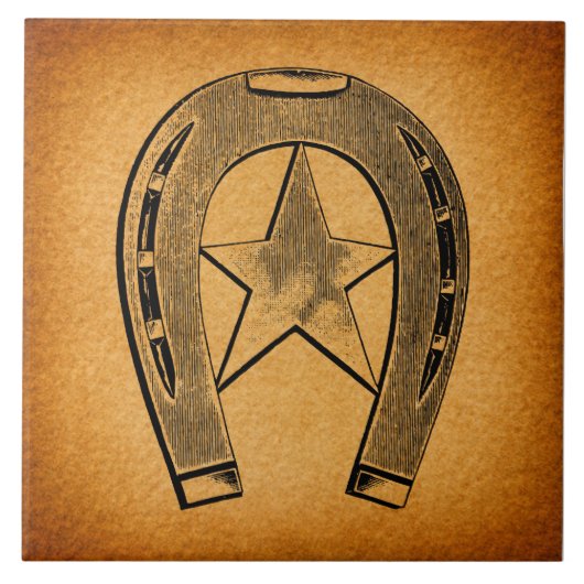 Western Horseshoe mit Star Antique Horse Shoe Fliese (Vorderseite)