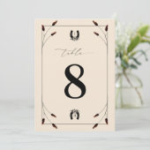 Western Horseshoe Monogram Tischnummer 8 Hochzeit (Stehend Vorderseite)