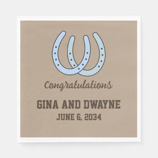 Western Horseshoe Wedding Napkins Personalisiert Serviette (Vorderseite)