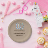 Western Horseshoe Wedding Personalisiert Paper Pla Pappteller (Party)