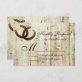 Western Horseshoes Barn Wood Wedding RSVP Karten (Vorne/Hinten)