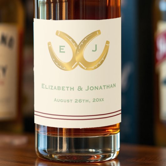 Western Horseshoes Hochzeit Alkoholflaschenetikett