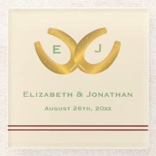 Western Horseshoes Hochzeit Glasuntersetzer