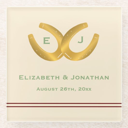 Western Horseshoes Hochzeit Glasuntersetzer (Vorderseite)