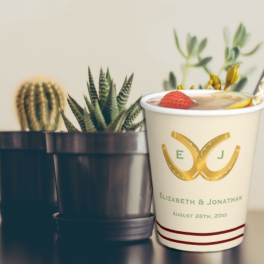 Western Horseshoes Hochzeit Pappbecher