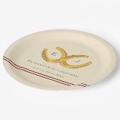 Western Horseshoes Hochzeit Pappteller (Schrägansicht)