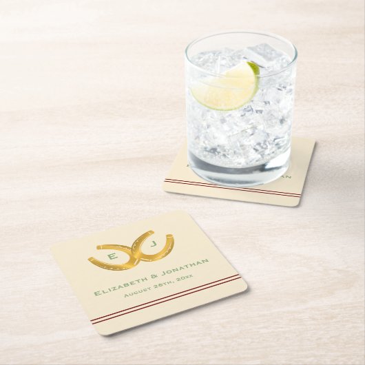 Western Horseshoes Hochzeit Rechteckiger Pappuntersetzer (Vor Ort)