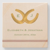 Western Horseshoes Hochzeit Steinuntersetzer (Vorderseite)