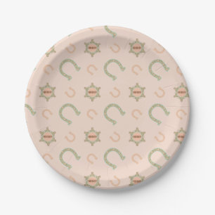 Western Horseshoes Sheriff Abzeichen Peach Mint Pappteller