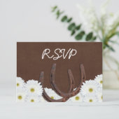 Western Horseshoes Wedding RSVP Response Card Karte (Stehend Vorderseite)