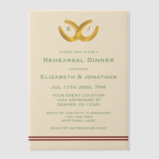 Western Horseshos Probe Abendessen Pergament Einladungen (Vorderseite)