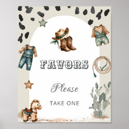 Western Howdy Baby Cowboy Baby Shower Favors Sign Poster