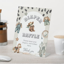 Western Howdy Baby Cowboy Shower Diaper Raffle Sockelschild