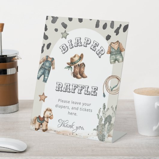 Western Howdy Baby Cowboy Shower Diaper Raffle Sockelschild (In SItu)