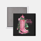 Western , Howdy Christmas And Tree, Nk Cowboy Boot Magnet (Vorderseite/Rückseite)