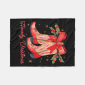 Western Howdy Christmas Cowgirl Boot Coquette Bow Fleecedecke (Vorderseite (Horizontal))
