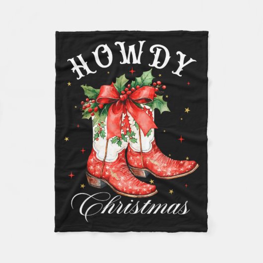 Western Howdy Christmas Cowgirl Boot Coquette Bow  Fleecedecke (Vorderseite)