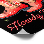 Western Howdy Christmas Cowgirl Boot Coquette Bow Poster (Ecke)