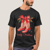Western Howdy Christmas Cowgirl Boot Coquette Bow  T-Shirt (Vorderseite)