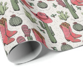 Western Howdy Christmas Cowgirl Geschenkpapier (Rolleneckpunkt)