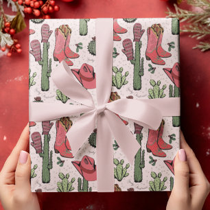 Western Howdy Christmas Cowgirl Geschenkpapier