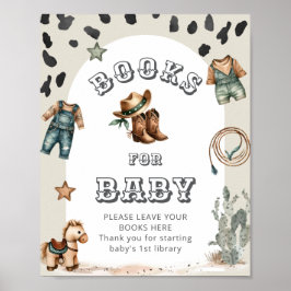 Western Howdy Cowboy Baby Shower Bücher für Baby Poster