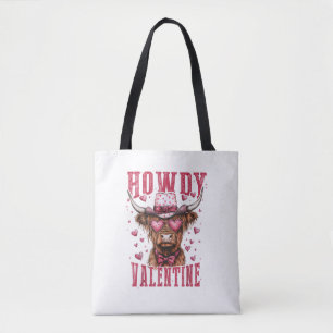 Western Howdy Highland Cow Valentinstag Highland Tasche