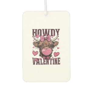 Western Howdy Valentine Funny Highland Cow Valenti Autolufterfrischer