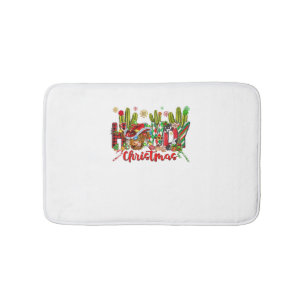 Western Howdy Weihnachtskuh Cowboy-Hut und Kaktus Badematte