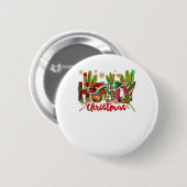 Western Howdy Weihnachtskuh Cowboy-Hut und Kaktus Button (Vorne & Hinten)