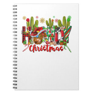 Western Howdy Weihnachtskuh Cowboy-Hut und Kaktus Notizblock