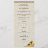 Western-Hufeisen und Sonnenblumen-Hochzeitsprogram Programm (Rückseite)