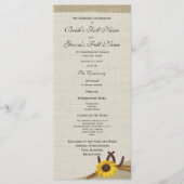 Western-Hufeisen und Sonnenblumen-Hochzeitsprogram Programm (Vorderseite)