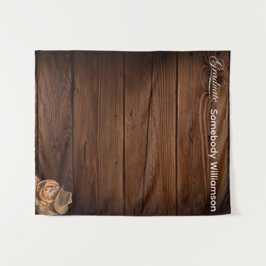 Western-Hut und Lasso-Hintergrund für Grad-Party#2 Wandteppich (Vorderseite (Horizontal))